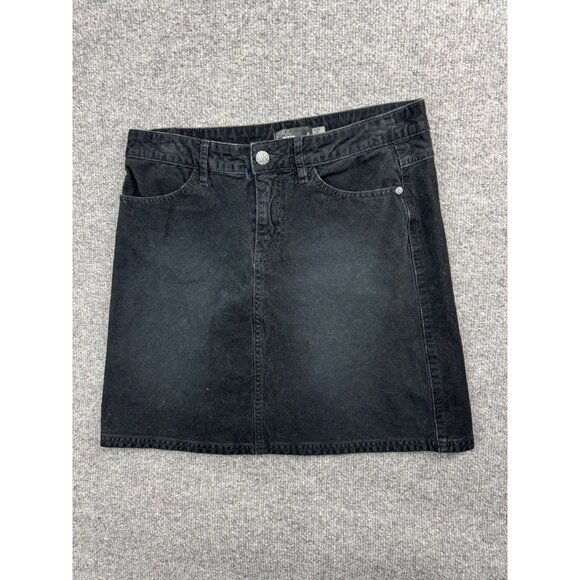 prAna Skirt Women's 4 Black Corduroy Short Mini Straight Zip Button Stretch - Picture 1 of 7
